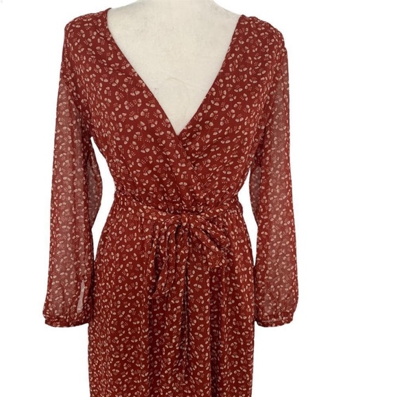 J. Crew Peasant Dress Sparkly Floral Cottagecore Faux Wrap  Dress Size 6 - Picture 5 of 13